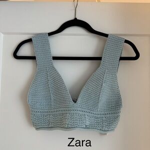 Zara Sky Blue Knit Crop Top